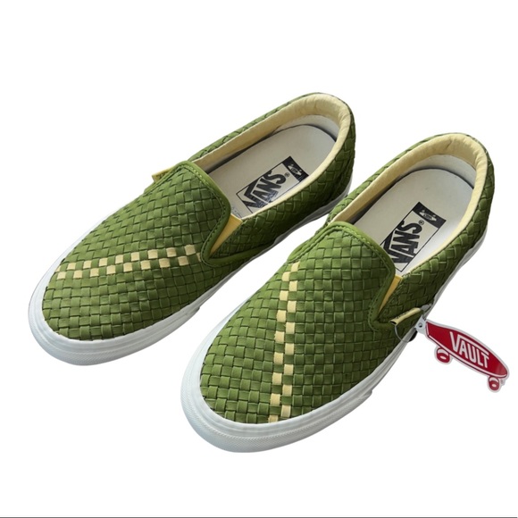 Vans Vault VLT LX Green Leather Slip On {SUPREME} - Picture 2 of 8